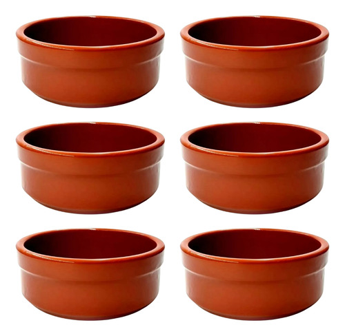 X6 Cazuelas Esmaltadas De Barro 12cm Blum Color Marrón Claro