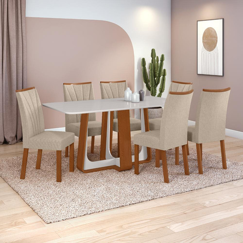 Conjunto Sala De Jantar Mesa Easy Pop 170x90 C/6 Cad Confort