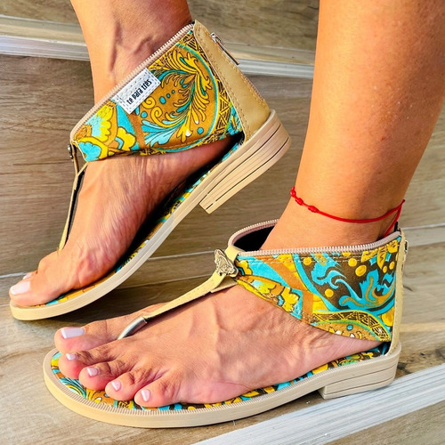 Imagen 7 de 10 de Sandalias Te Para Tres Botitas Sin Taco Con Cierre Verano