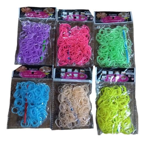 Gomitas Elasticas Para Armar Pulseras Loom Bands 6 Paquetes