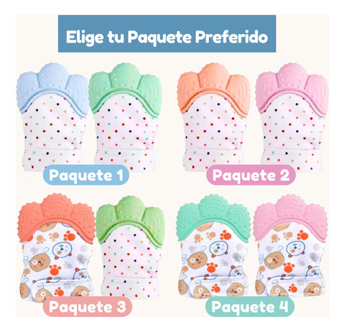 2 Guante Mordedera Suave Ajustable Silicona Bebe Dentición