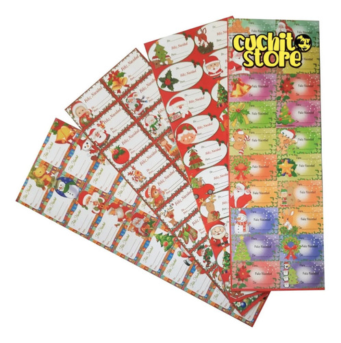 100 Stickers Adhesivos De Navidad Etiquetas De Regalo