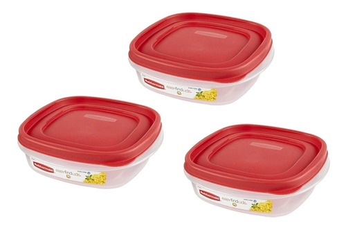 3 Contenedores Rubbermaid Easy Find Lids 710 Ml Original Usa