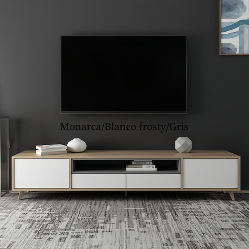 Mueble Para Televisión Estilo Nórdico Minimalista 200x40x44