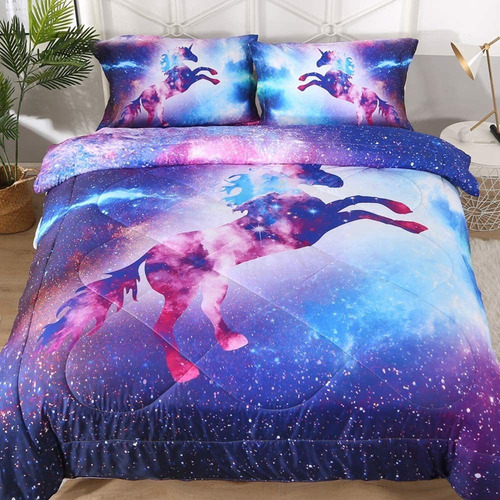 Galaxy Unicorn Bedding Set Full Size Purple Blue Space ...