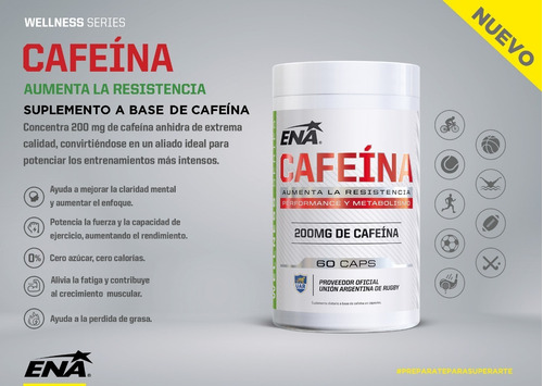 Imagen 4 de 8 de Cafeína 60 Caps Ena Sport