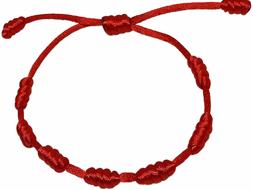 Pulsera De Hilo Rojo,negra Y Violeta  7 Nudos .