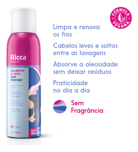 Shampoo A Seco Sem Perfume 150ml - Ricca