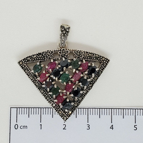 Imagen 5 de 7 de Dije Plata Raices Triangulo Piedra Varios Colores