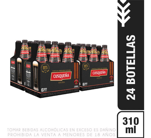 Pack X24un. Cerveza Cusqueña Negra Botella 310ml
