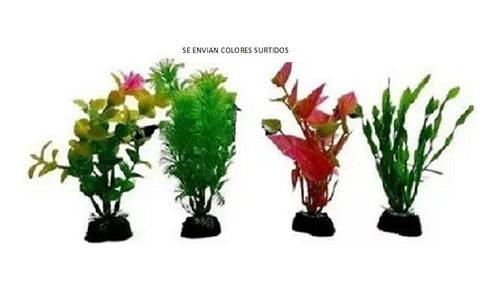 Plantas Artificiales Decorativas 4 Pzas 10cm Pecera Acuario