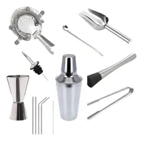 Comprar Set Kit Bartender Barman Completo Coctelera Acero Inoxidable juego cocteleria Oruga Sorbetes Pala Hielo Jigger Pinza Levys Bazar