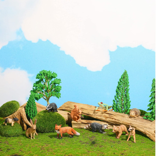 Set De Figuras De Animales Del Bosque Y Árboles Modelo Skyle