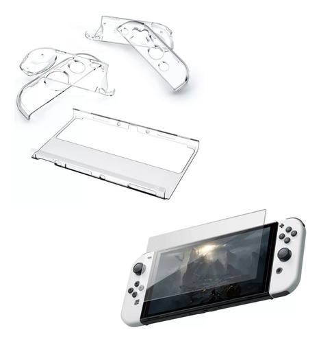 Acrílico Protector Transparente +vidrio Nintendo Switch Oled