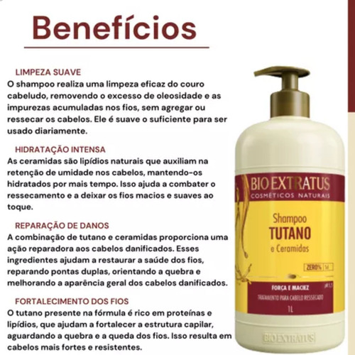 Shampoo Tutano 1 Litro Bio Extratus Força E Maciez