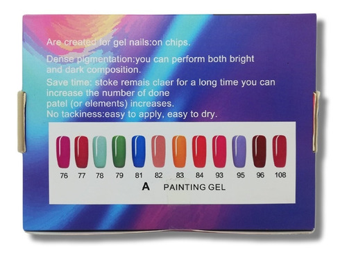 Gel Painting Para Uñas Gama De 12 Pzs Manicure Marca Mussa