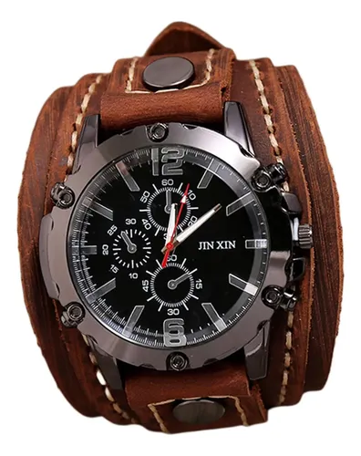 Relógio De Pulso Analógico Estilo Punk Com Pulseira Larga