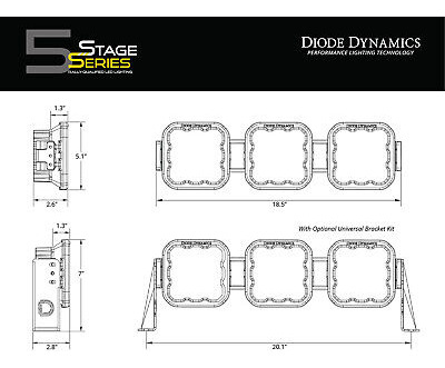 Ss5 Sport Universal Crosslink 3-pod Lightbar Yellow Comb Eei