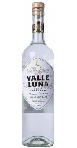 Imagen 1 de 3 de Pisco Premium Valle Luna 40º 750cc Doble Destilado