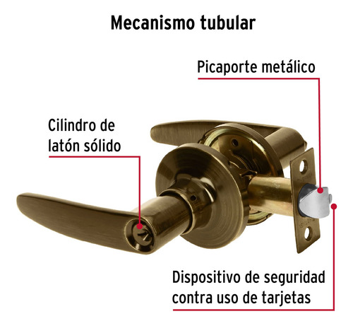 Cerradura Con Manija Hermex Para Recamara Bronce Cema-2r