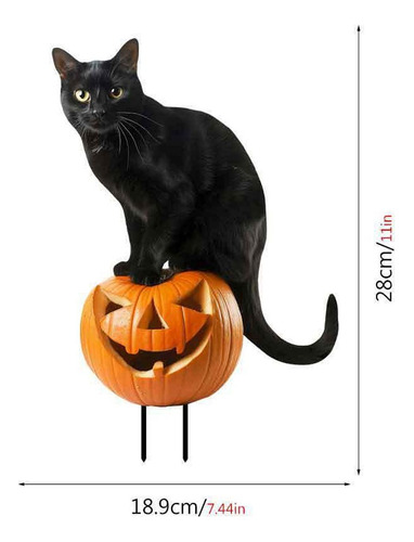 2 Figurita De Gato Para Jardín, 18,9 X 28 Cm Calabaza De