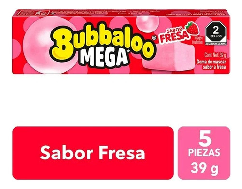 Goma De Mascar Bubbaloo Mega Sabor Fresa 39 G