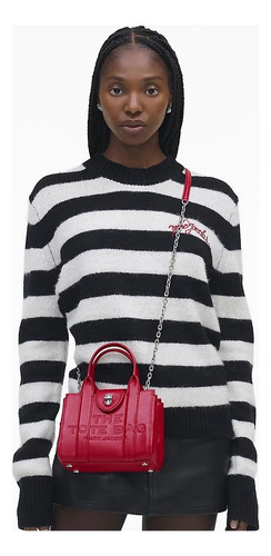 Bolsa Marc Jacobs Turnlock Tote Bag 100% Original Roja Piel Rojo Liso Plata Plateado (Usado)