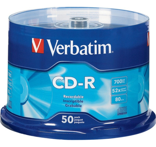 Torre De Cd-r Verbatim 700 Mb 52x 80 Minutos 50 Piezas