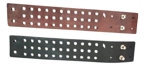 Brazalete De Piel De 4cm Con Calado De Círculos Hache Negro 22.5 Cm 22.5 Cm