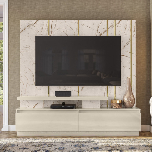 Estante Home Teather Apolo Para Tv Até 75' - Madetec Cor Calacata/off White