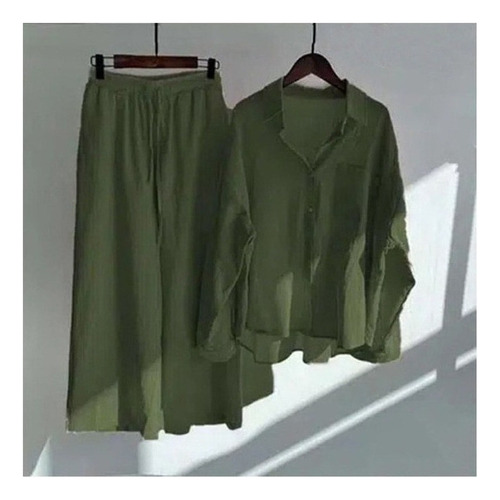 Conjunto De Camisa Y Pantalón De Lino Y Algodón For Mujer