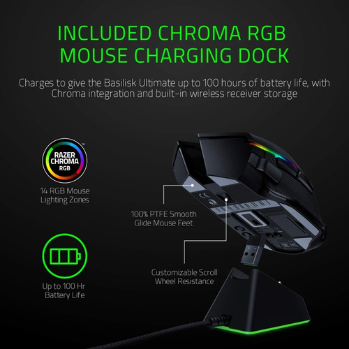 Imagen 3 de 9 de Mouse Inalambrico Gamer Razer Basilisk Ultimate 20kdpi Rgb