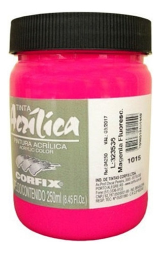 Tinta Acrílica Fluorescente Corfix 250ml Magenta 1015