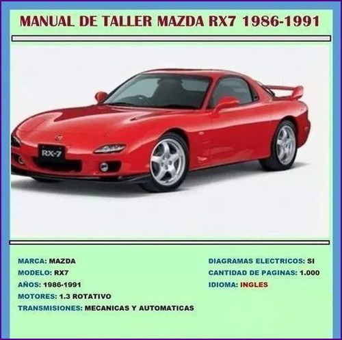 Manual De Taller Reparacion Diagramas Mazda Rx 7 1986 1991