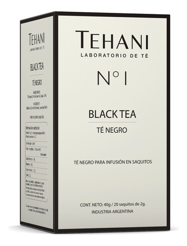 Tehani N°1 Té Negro Premium X 20 Saquitos 