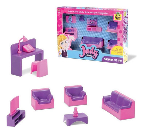 Casinha Boneca Judy Home C/ 7 Itens - Salinha De Tv - Samba