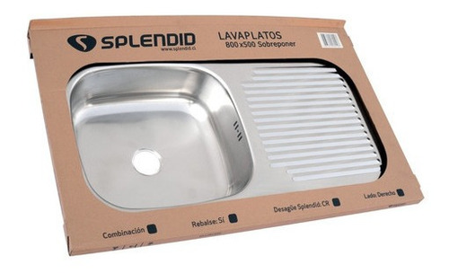 Imagen 7 de 8 de Lavaplatos Sobreponer 800x500 Combinación Derecho Splendid
