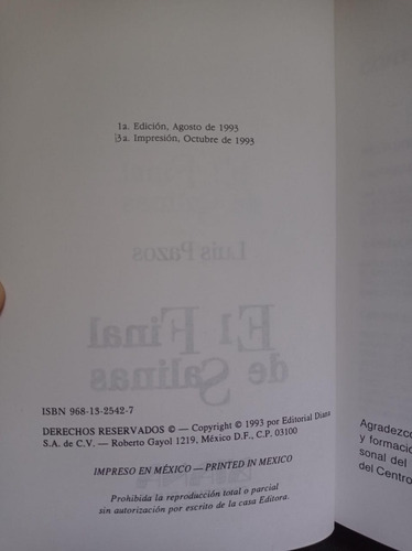 El Final De Salinas - Luis Pazos E (Usado)