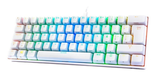Imagen 2 de 2 de Teclado gamer VSG Mintaka QWERTY Kailh Blue español latinoamérica color blanco con luz RGB