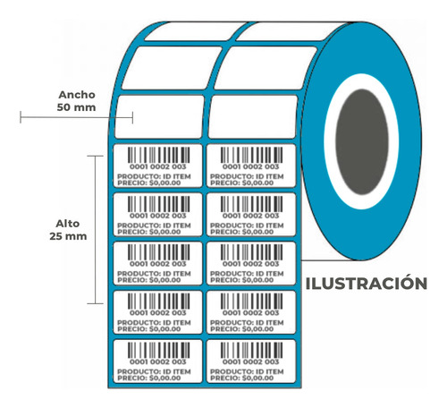 Etiqueta Ilustracion 50mm X 25mm 2 Filas 3600 Etiquetas