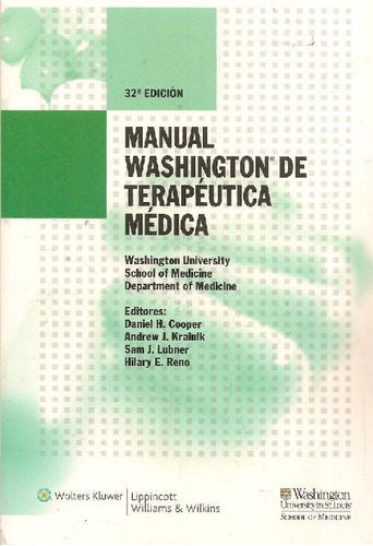 Libro Manual Washington De Terapéutica Médica De Daniel H Co