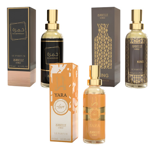 3 Perfumes Royal Amber Yara Sabah Al Ward 15ml Feminino Bolsa