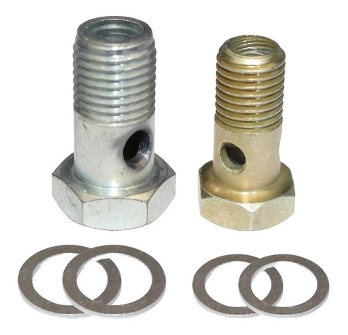 Imagem 1 de 2 de Kit Par Parafusos Ocos 12mm E 14mm + Arruelas