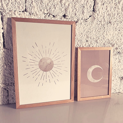 Imagen 3 de 3 de Set Sol Y Luna Cuadros Decorativos Modernos