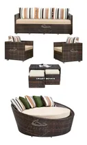 Comprar Jogo Sofás 5 L, Mesa Cu002F 2 Puffs, + Chaise, Vime Área Externa
