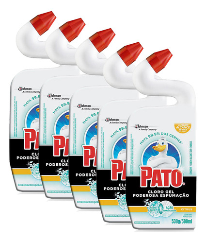 Desinfetante Pato Cloro Gel Citrus - 500ml Kit 5