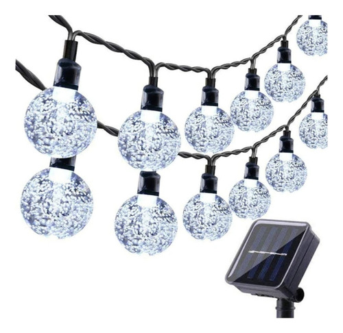 Guirnalda De Luces Solar 11m 60 Foco Exterior Jardin Blancoa