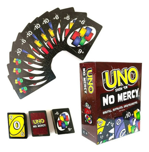 Jogo De Cartas Uno No Mercy Cor Bordeaux Bordô Inglês