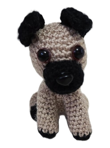 Amigurumi Llavero (crochet) Perrito Pug 7cm