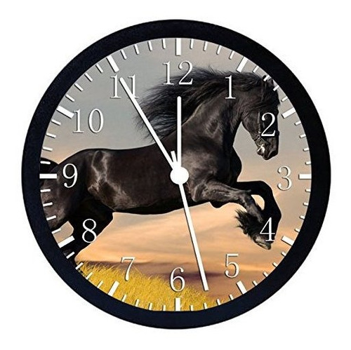 Reloj De Pared De Caballo Negro De 12.0 in, Silencioso, Sin 